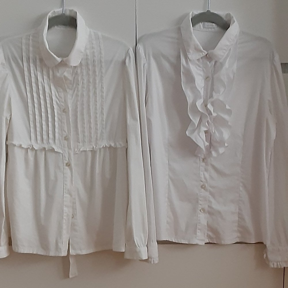 La Perla White Cotton Shirts (2) girls size 10 - made in Italy